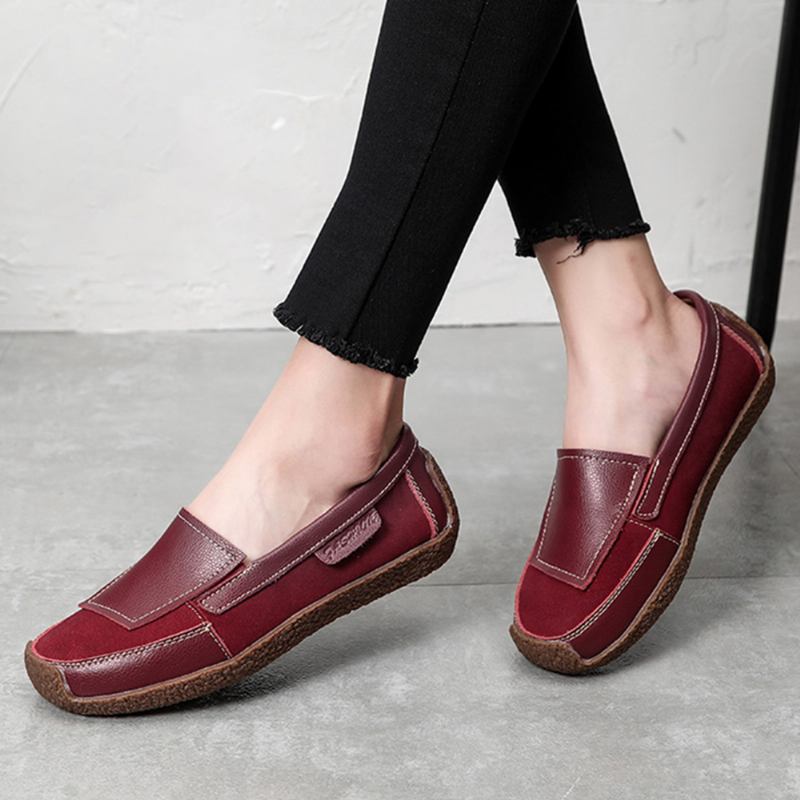 Kvinner Skinnskjøting Myk Slip On Flat Loafers