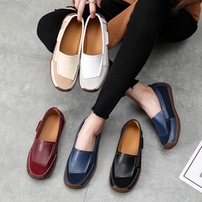 Kvinner Skinnskjøting Myk Slip On Flat Loafers