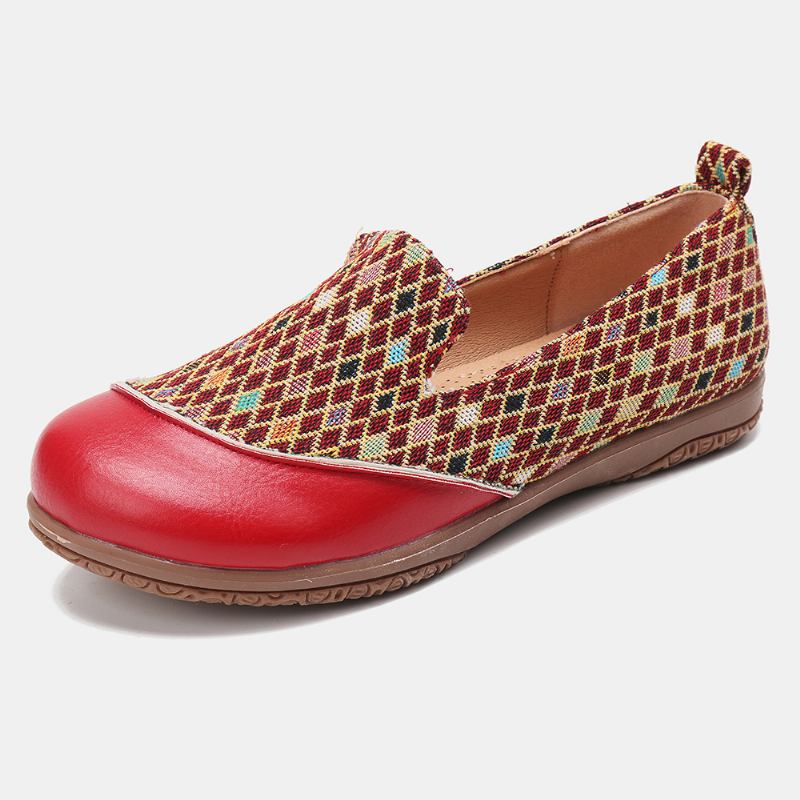 Kvinner Skjøtemønster Lukkede Tå Loafers Slip On Fritids Flats