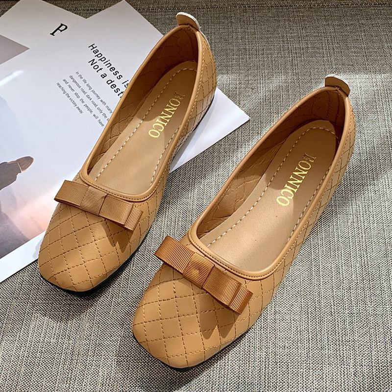 Kvinner Sløyfe Dekor Square Toe Myk Såle Uformell Slip On Loafers