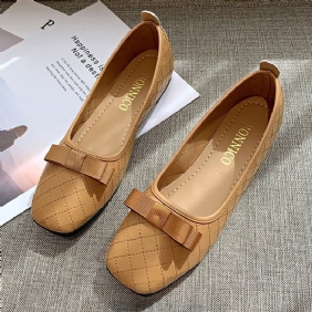 Kvinner Sløyfe Dekor Square Toe Myk Såle Uformell Slip On Loafers