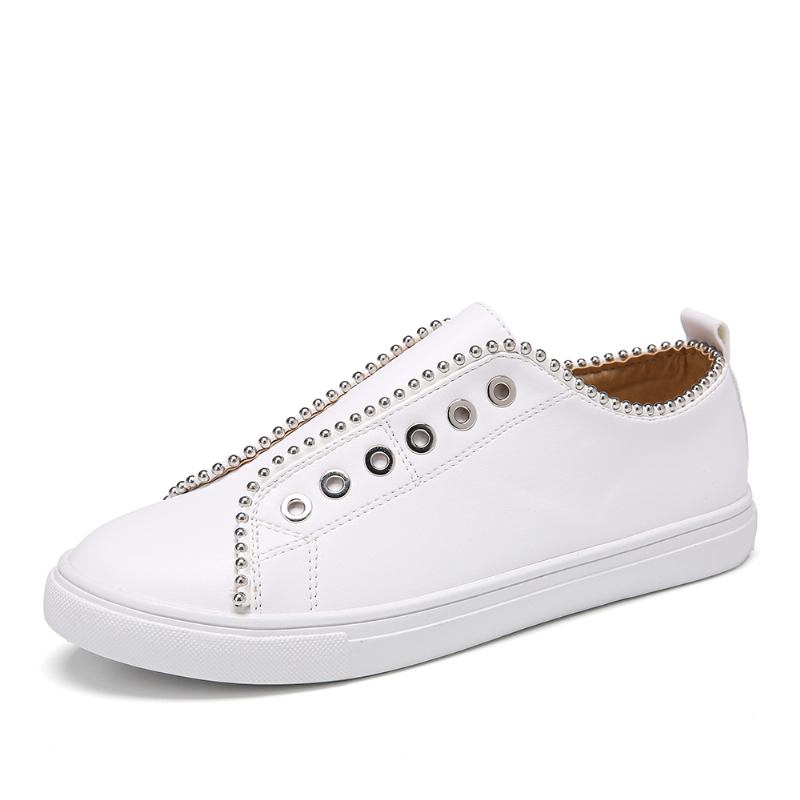 Kvinner Soild Color Studded Slip On Flats