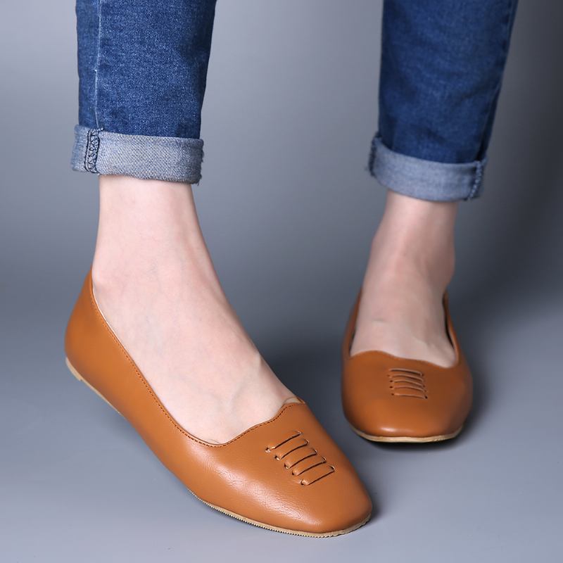 Kvinner Square Toe Lett Slip On Loafers