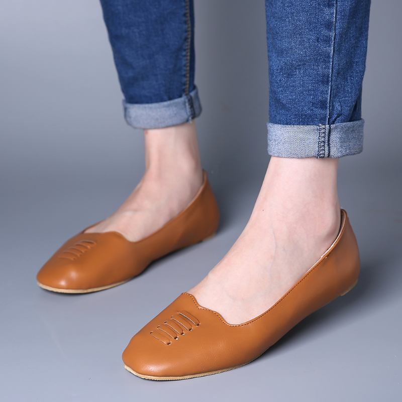 Kvinner Square Toe Lett Slip On Loafers