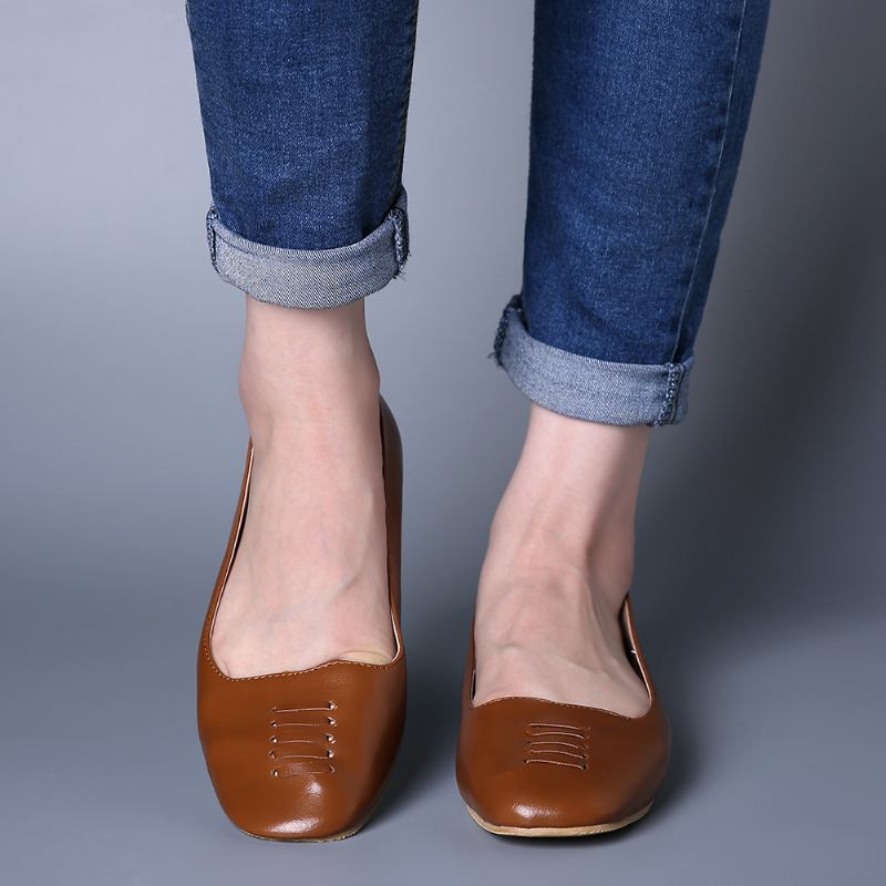 Kvinner Square Toe Lett Slip On Loafers