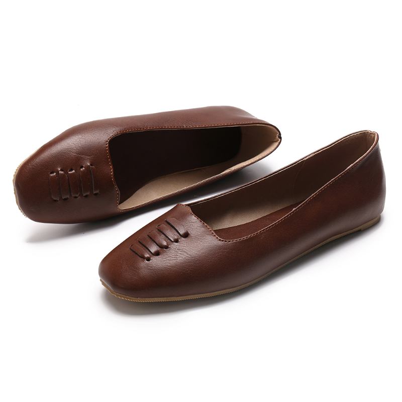 Kvinner Square Toe Lett Slip On Loafers