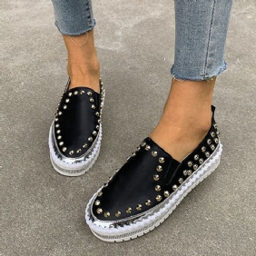 Kvinner Stilig Nagle Solid Fôr Myk Bunn Flat Fritids Loafers Sko