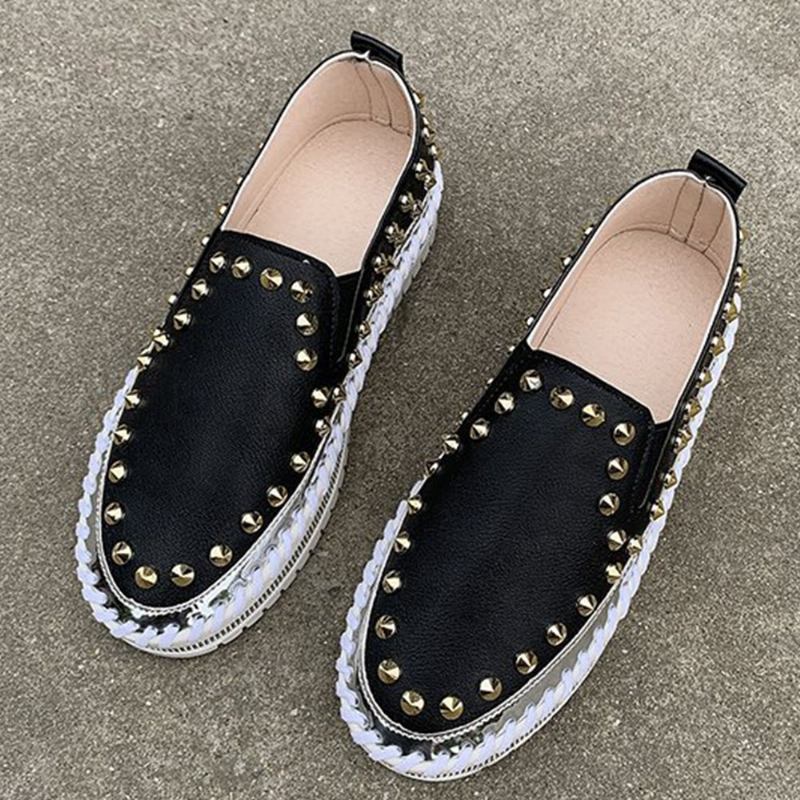 Kvinner Stilig Nagle Solid Fôr Myk Bunn Flat Fritids Loafers Sko