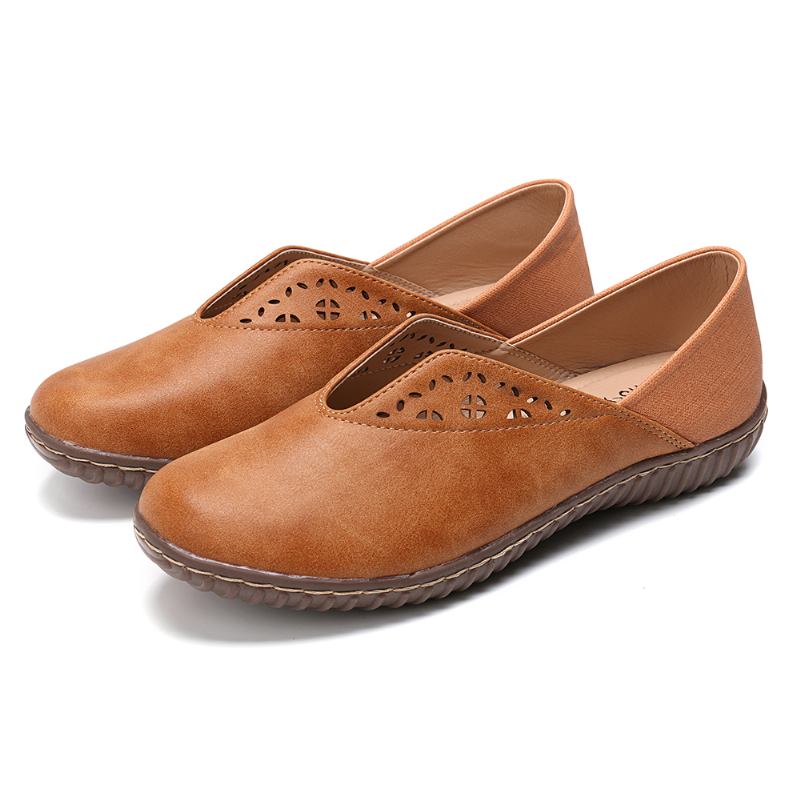 Kvinner Stitcing Slip Resistant Fritids Slip On Flats