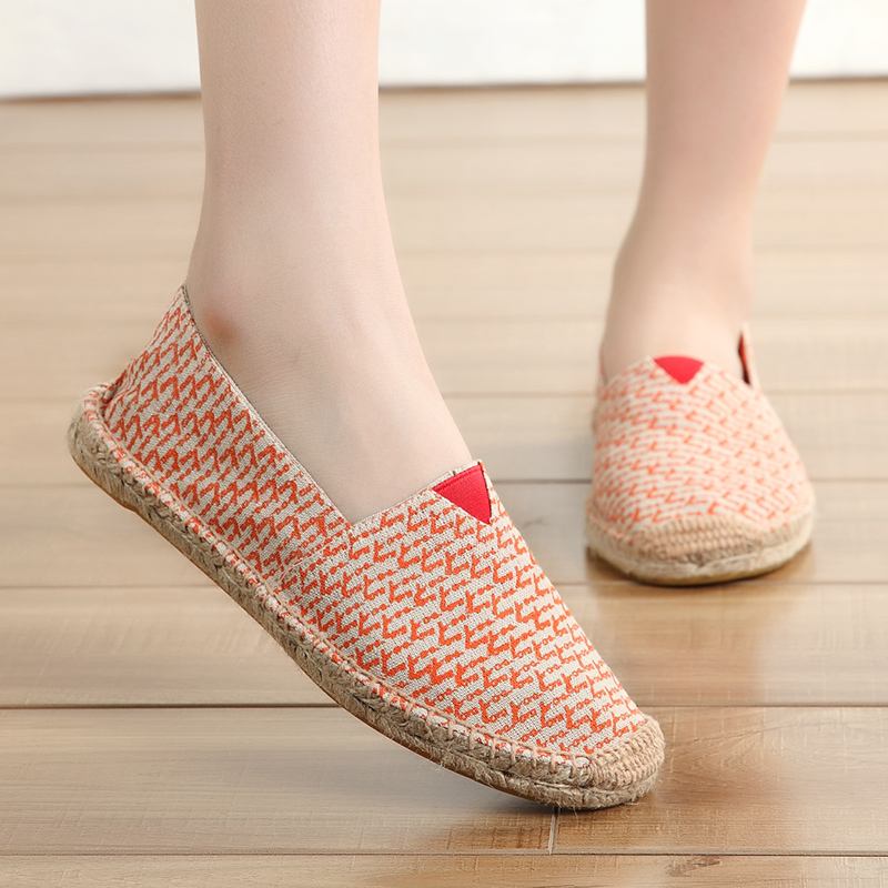 Kvinner Stor Størrelse Ensfarget Slip-on Espadrilles Fisherman Flat Shoes