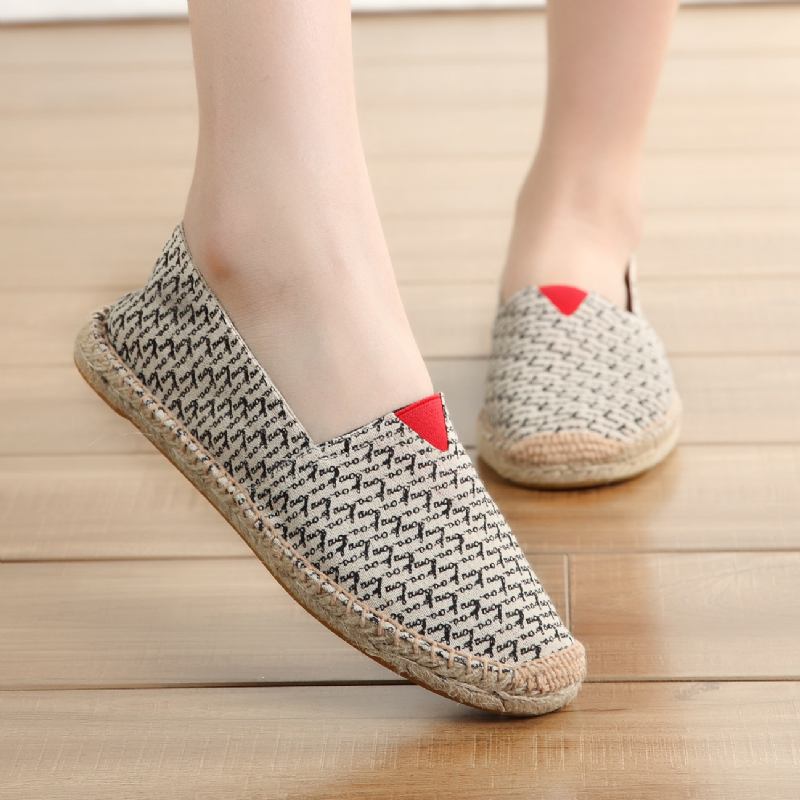 Kvinner Stor Størrelse Ensfarget Slip-on Espadrilles Fisherman Flat Shoes