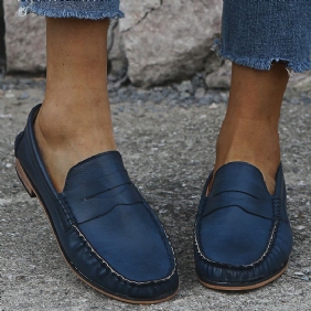 Kvinner Stor Størrelse Soild Slip On Fritids Flats Loafers