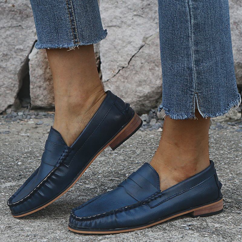 Kvinner Stor Størrelse Soild Slip On Fritids Flats Loafers