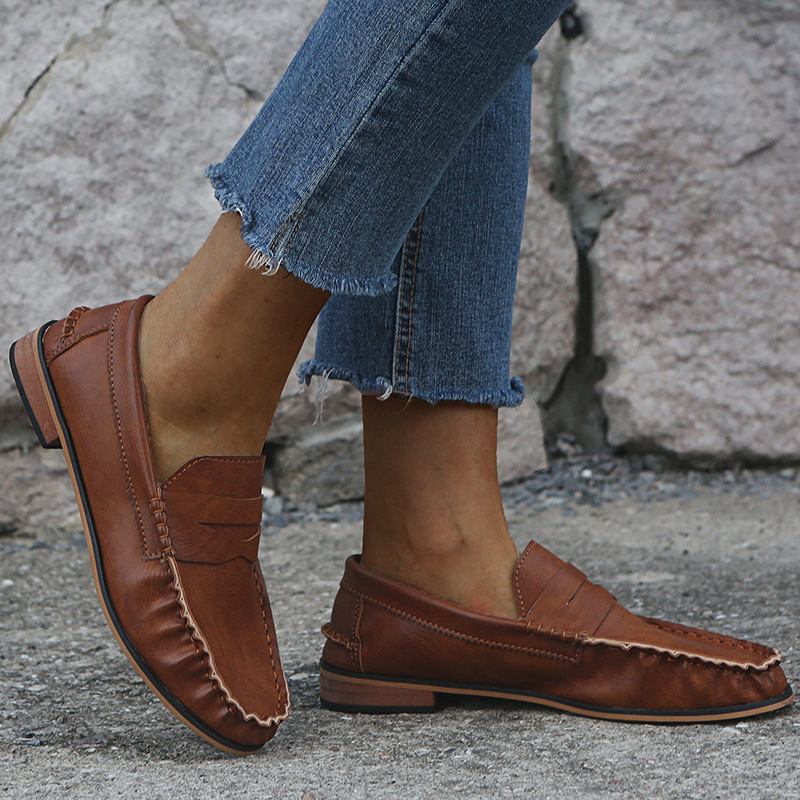 Kvinner Stor Størrelse Soild Slip On Fritids Flats Loafers