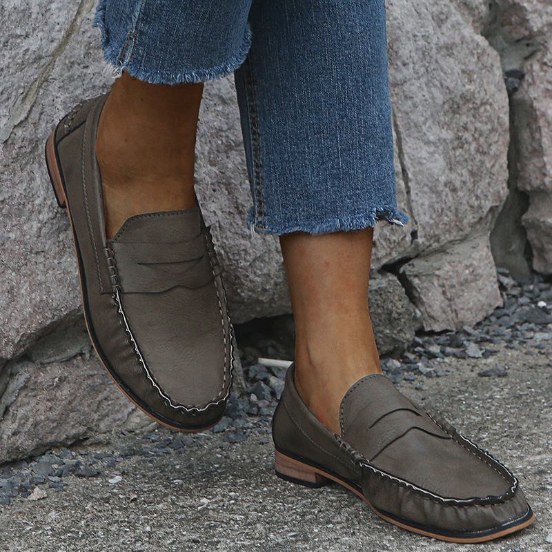 Kvinner Stor Størrelse Soild Slip On Fritids Flats Loafers