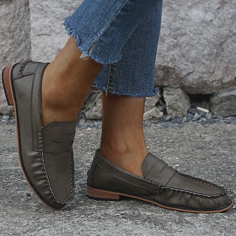 Kvinner Stor Størrelse Soild Slip On Fritids Flats Loafers