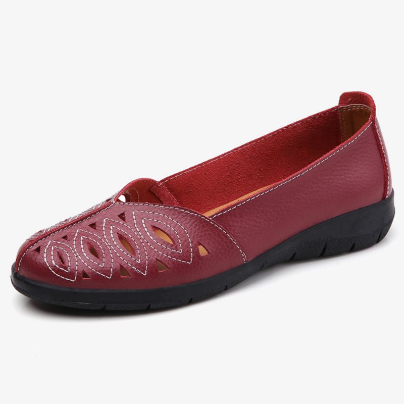 Kvinner Syr Blomst Hule Sklisikker Fritids Slip On Loafers