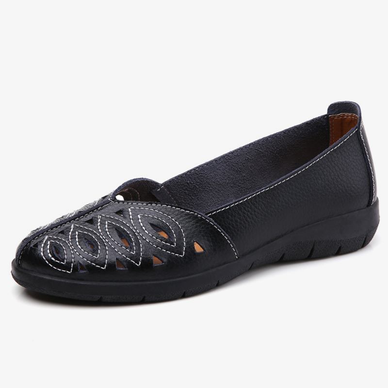 Kvinner Syr Blomst Hule Sklisikker Fritids Slip On Loafers