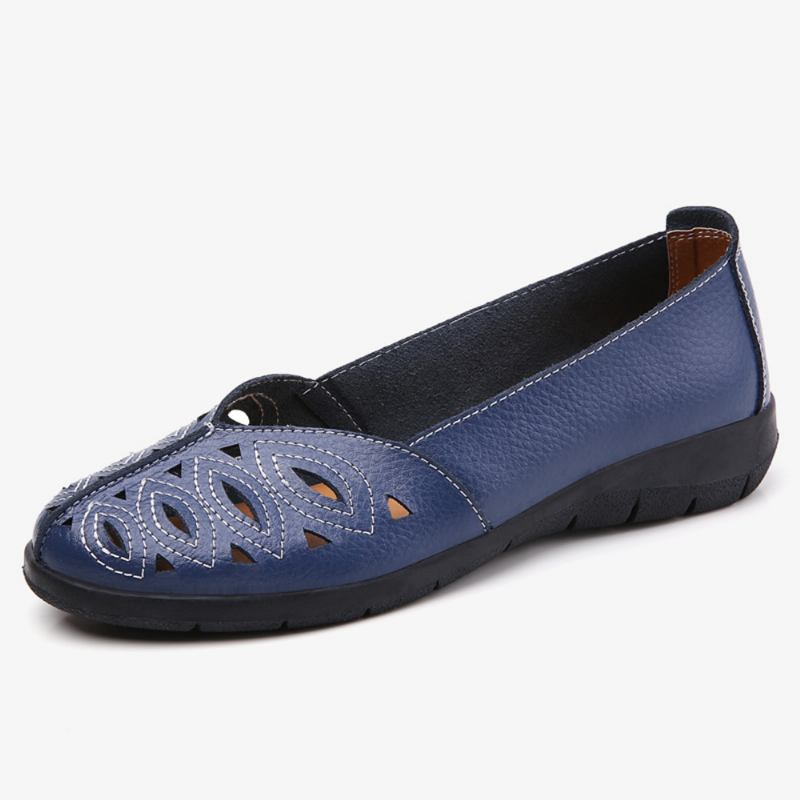 Kvinner Syr Blomst Hule Sklisikker Fritids Slip On Loafers