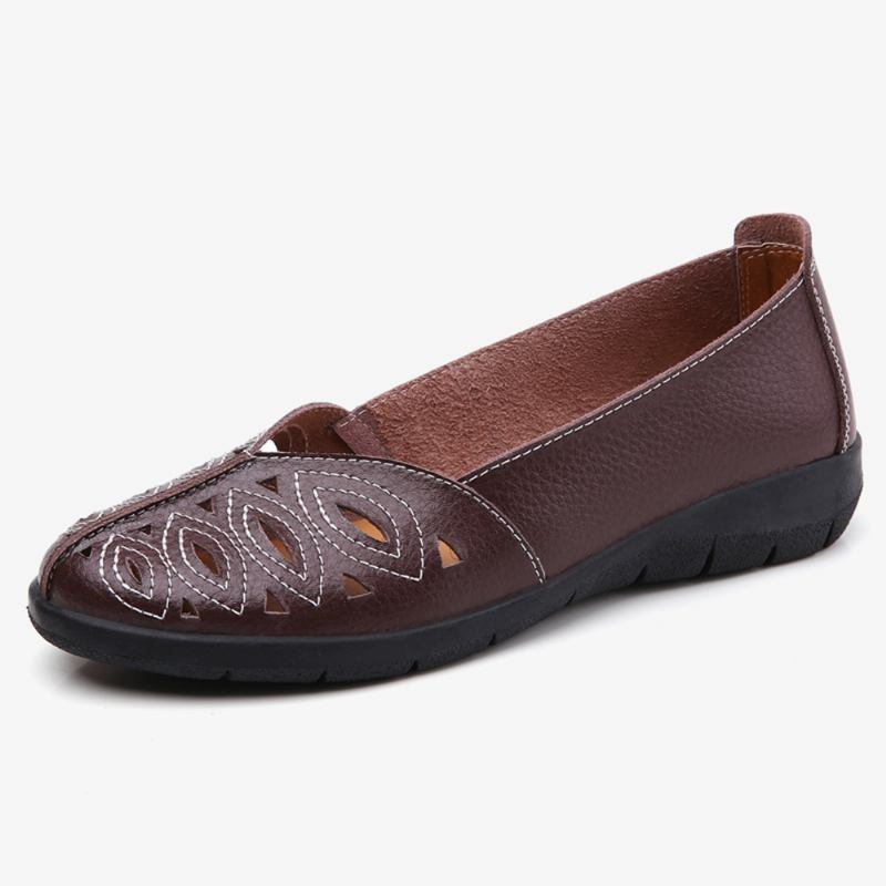 Kvinner Syr Blomst Hule Sklisikker Fritids Slip On Loafers