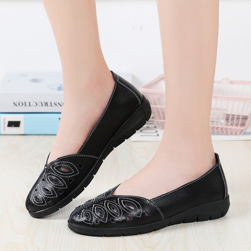 Kvinner Syr Blomst Hule Sklisikker Fritids Slip On Loafers