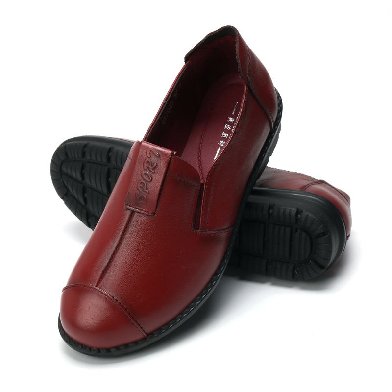 Kvinner Uformell Myk Såle Slip On Leather Loafers