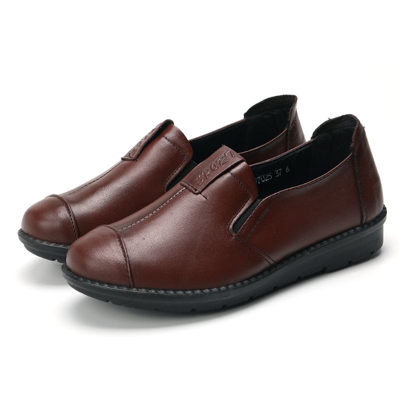 Kvinner Uformell Myk Såle Slip On Leather Loafers