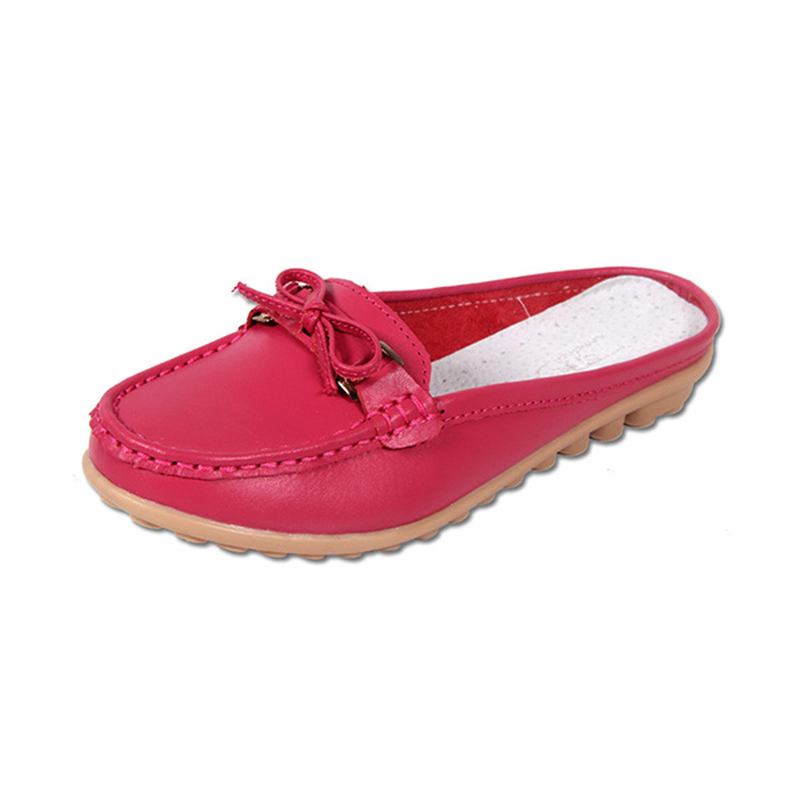 Kvinner Uformelt Mykt Skinn Slip-ons Bowknot Chic Flat Loafers