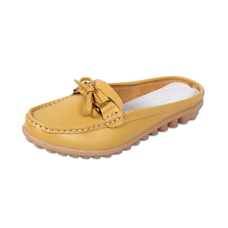 Kvinner Uformelt Mykt Skinn Slip-ons Bowknot Chic Flat Loafers