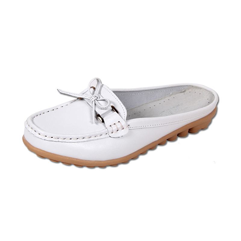 Kvinner Uformelt Mykt Skinn Slip-ons Bowknot Chic Flat Loafers