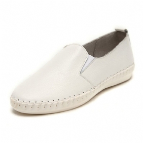 Kvinner Vår Fritids Flat Shoes Slip On Loafers Myk Bunn Leather Flat Shoes