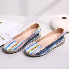 Multicolor Fritids Leather Myk Såle Walking Flats