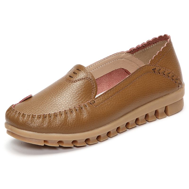 Myk Gummisåle Rund Tå Pure Color Slip On Flat Loafers