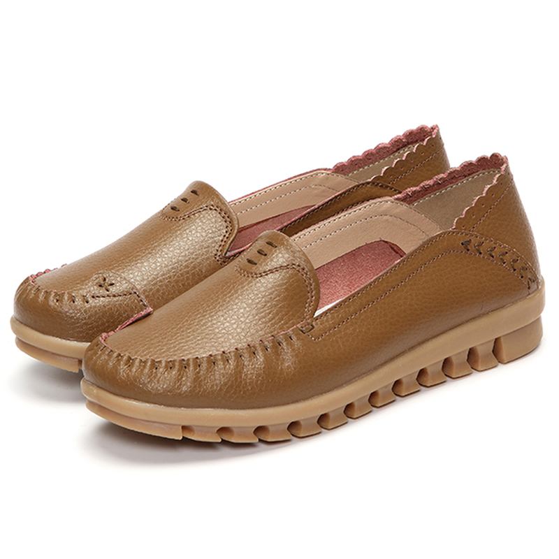 Myk Gummisåle Rund Tå Pure Color Slip On Flat Loafers