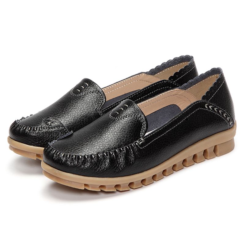 Myk Gummisåle Rund Tå Pure Color Slip On Flat Loafers