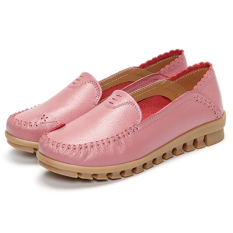 Myk Gummisåle Rund Tå Pure Color Slip On Flat Loafers