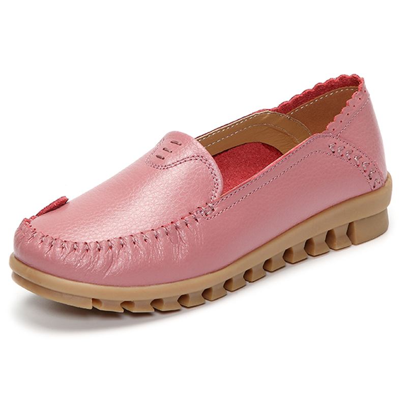 Myk Gummisåle Rund Tå Pure Color Slip On Flat Loafers