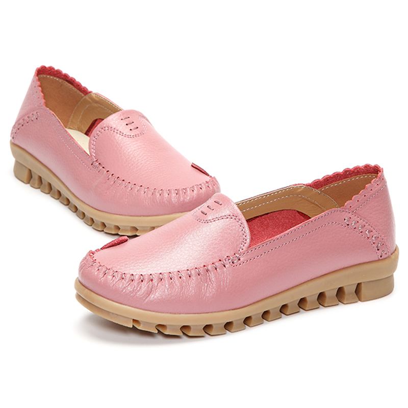 Myk Gummisåle Rund Tå Pure Color Slip On Flat Loafers