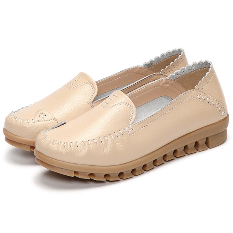 Myk Gummisåle Rund Tå Pure Color Slip On Flat Loafers