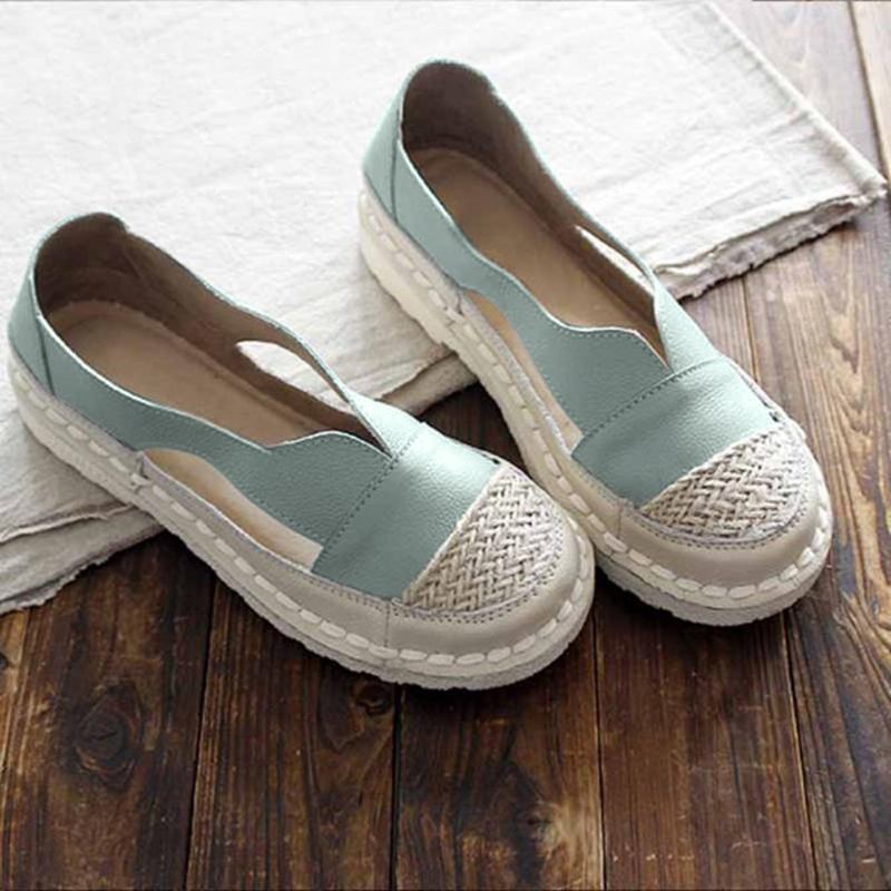 Plus Size Dame Loafers Rund Tå Fritids Hulsøm Slip-on Flats