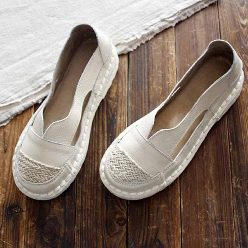 Plus Size Dame Loafers Rund Tå Fritids Hulsøm Slip-on Flats