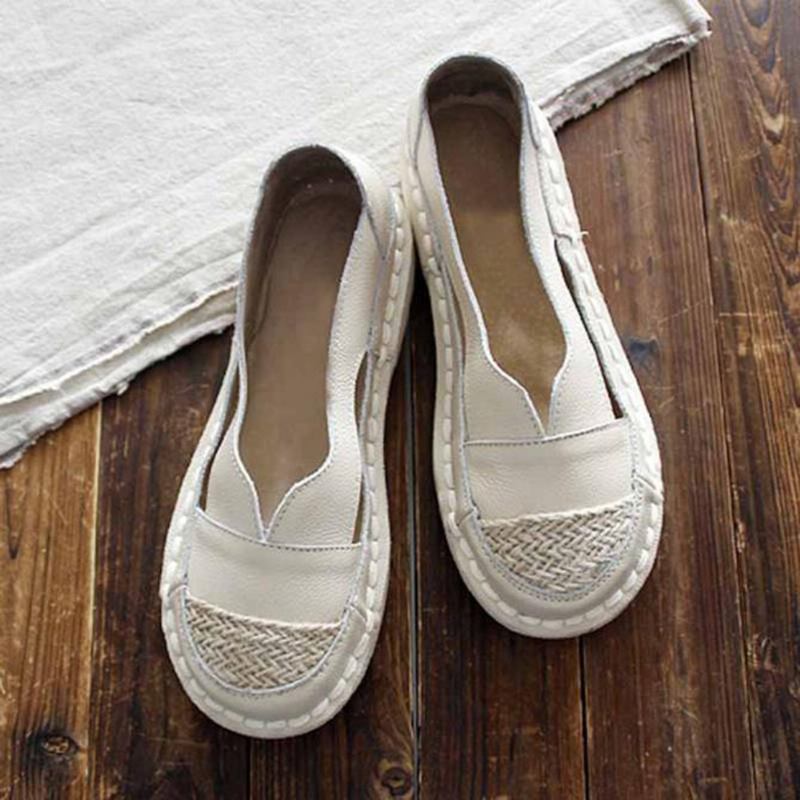 Plus Size Dame Loafers Rund Tå Fritids Hulsøm Slip-on Flats