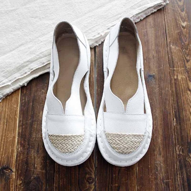 Plus Size Dame Loafers Rund Tå Fritids Hulsøm Slip-on Flats