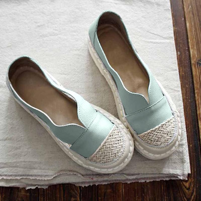 Plus Size Dame Loafers Rund Tå Fritids Hulsøm Slip-on Flats