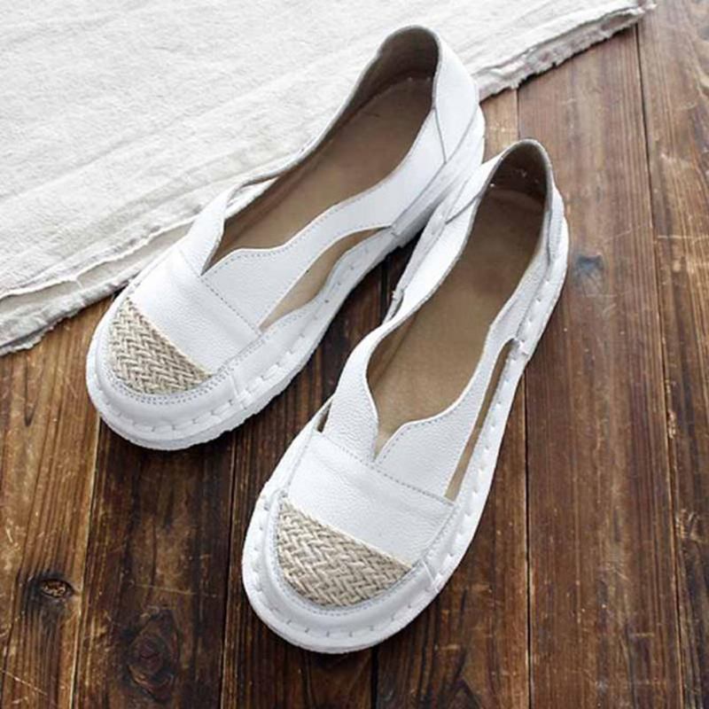 Plus Size Dame Loafers Rund Tå Fritids Hulsøm Slip-on Flats