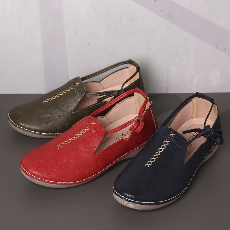 Pure Color Fritids Walking Leather Loafers