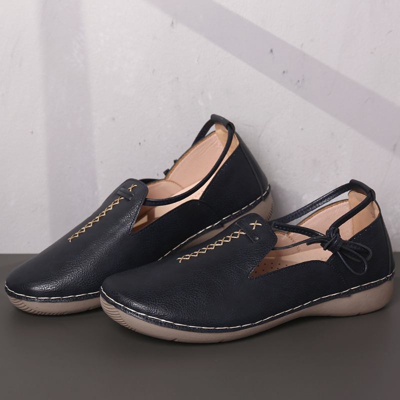 Pure Color Fritids Walking Leather Loafers