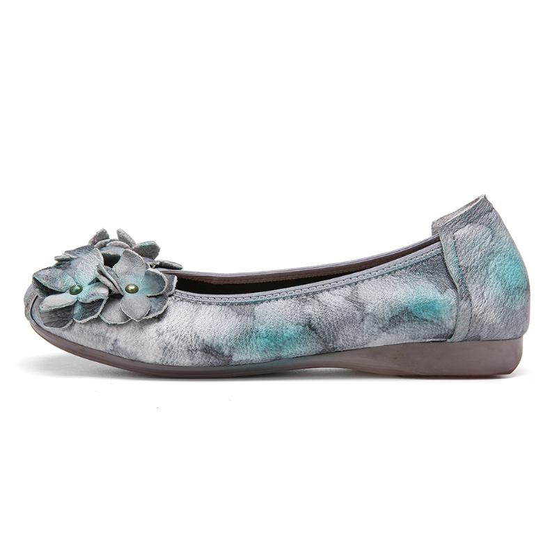 Retro Blomsterdekor Tie-dyed Myk Såle Slip On Myke Flate Sko