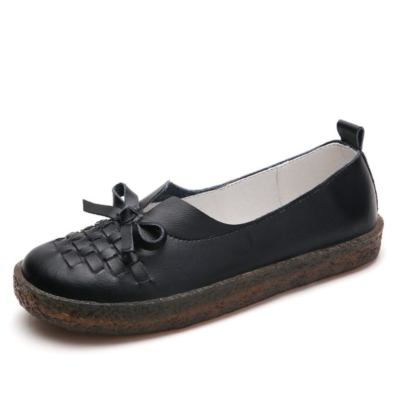 Slip-on For Kvinner I Ensfarget Vevd Sløyfe Asakuchi Flats Loafers-sko