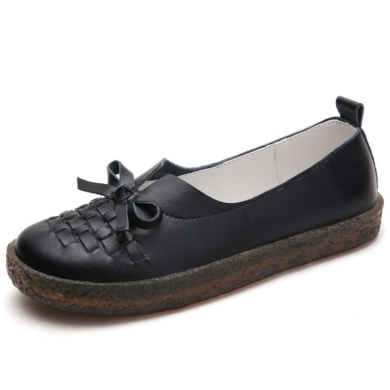 Slip-on For Kvinner I Ensfarget Vevd Sløyfe Asakuchi Flats Loafers-sko